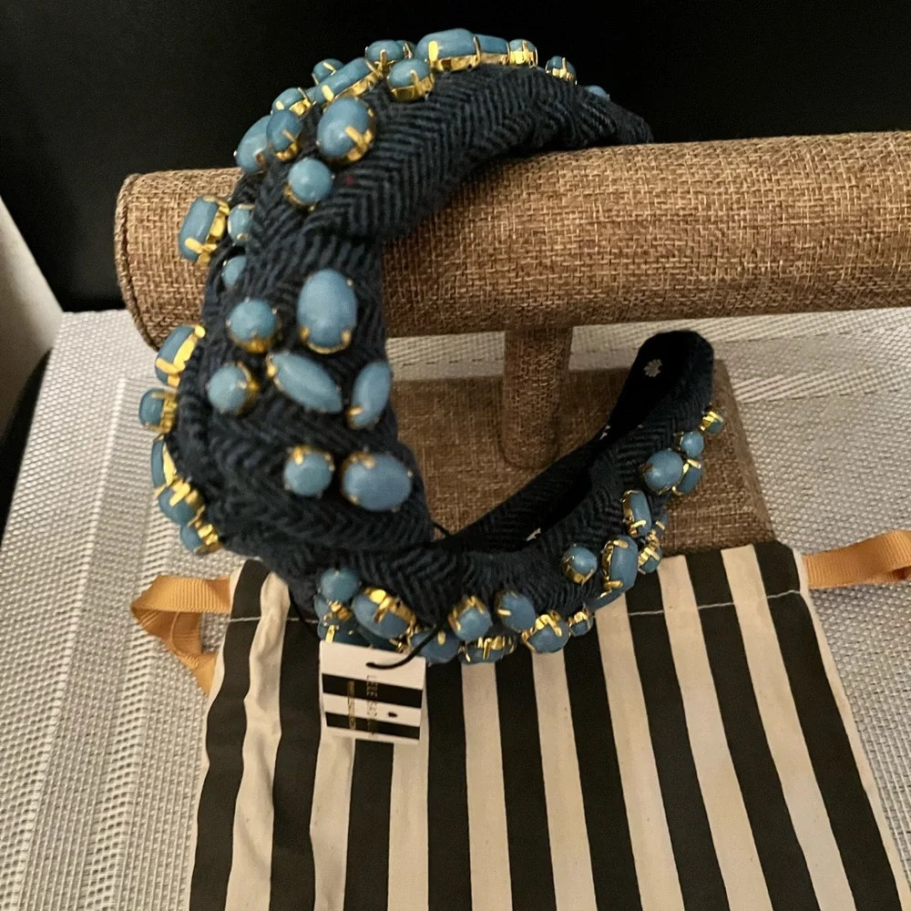 LELE SADOUGHI NWT AUTHENTIC MIDNIGHT PEBBLE CABOCHON KNOTTED HEADBAND - Picture 16 of 16